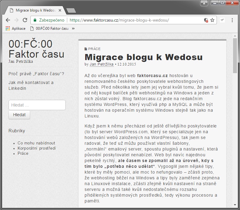 Migrace blogu Wordpress na Wedos